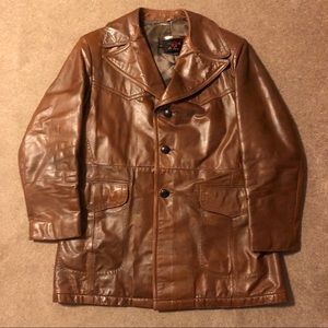 Brown genuine “glove cowhide” leather jacket